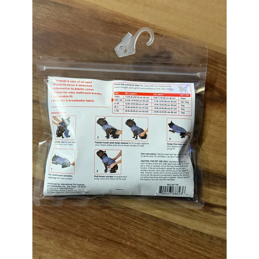 Well & Good Vet Surgery Recovery Suit To Protect Wounds & Skin KITTEN Cat XXS/XS